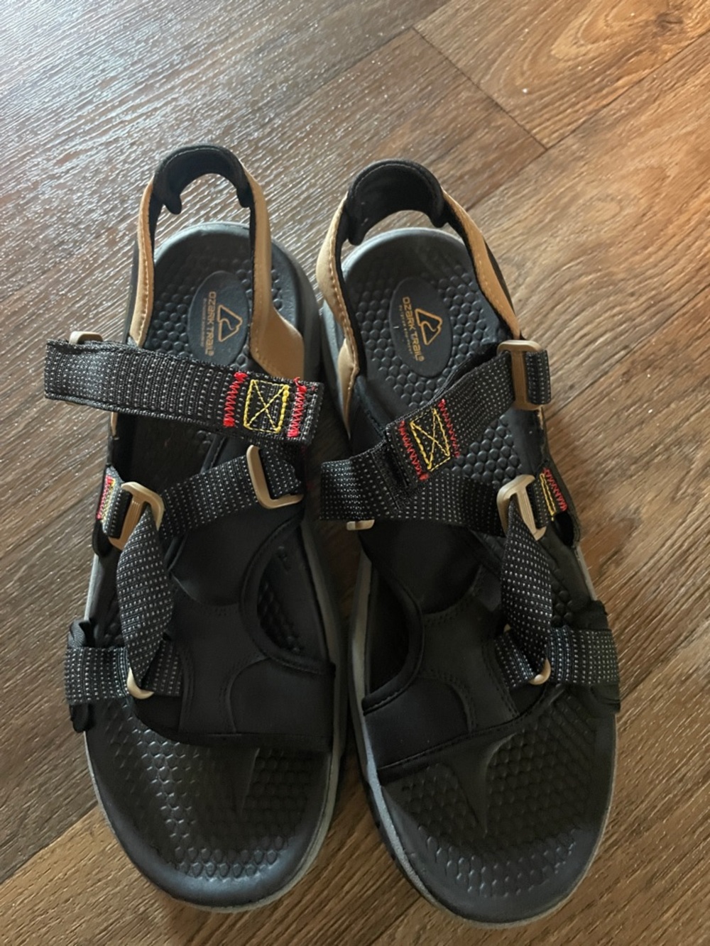 Ozark Trail Black Outdoor Sport Sandals with Tan Accents